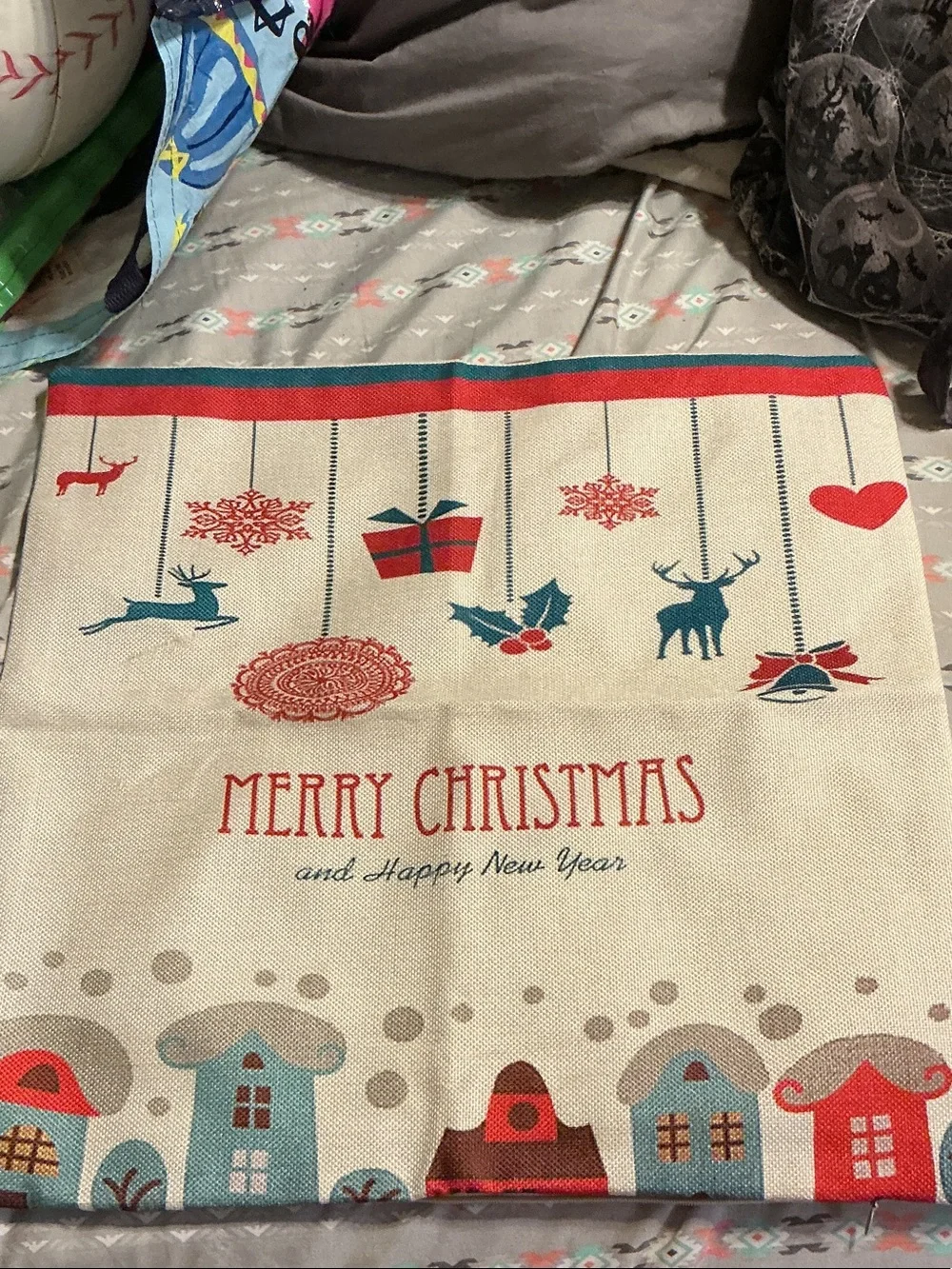 Merry Christmas Holiday Throw Blanket - Red & Teal